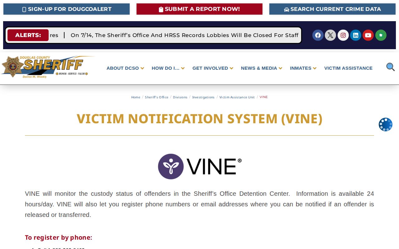 Grand County VINELink release check Colorado VINE instructions